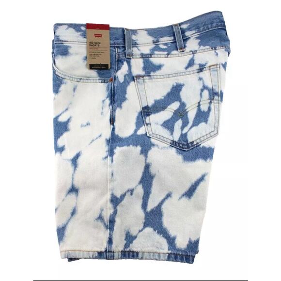 LEVI'S 412 Size 34 Bleach Blue Slim Fit 9" Inseam Hemmed Jean Shorts MSRP $50 - Picture 5 of 6